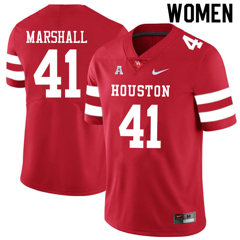 Women #41 T.J. Marshall Houston Cougars College Football Jerseys Sale-Red